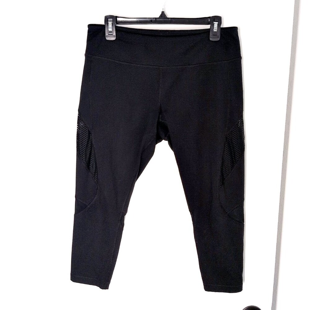 Zella Live In Double Mesh black gym crop leggings L